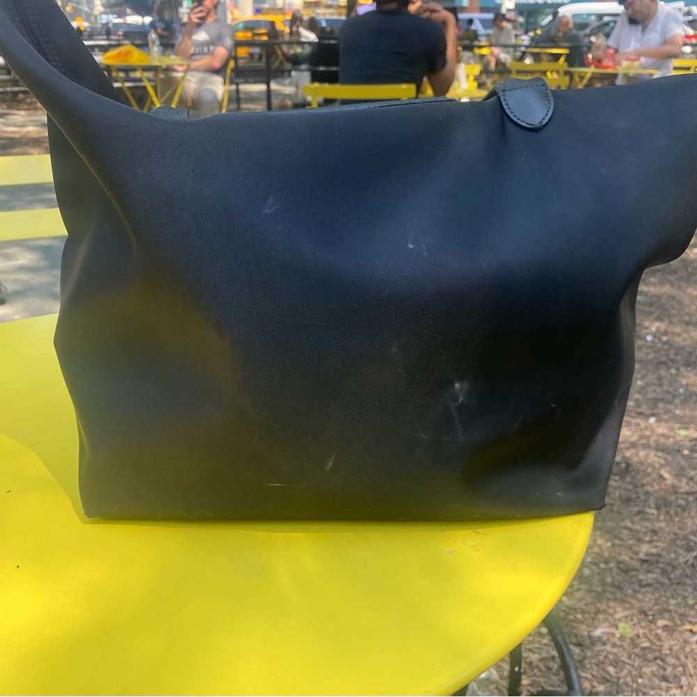 LONGCHAMP Frm FRANCE RARE BLACK NYLON LEATHER TOTE Handbag w LOCK OPTION GORG - Picture 13 of 14